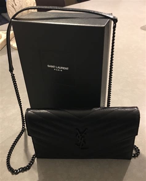 ysl black on black wallet on chain regular vs small|ysl wallet price.